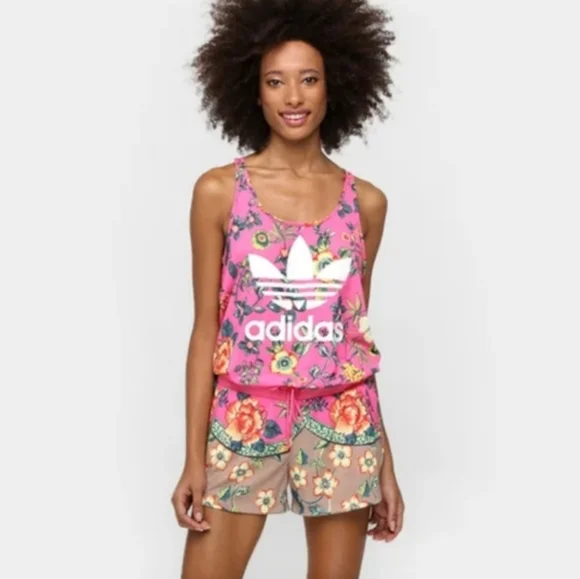 FARM Rio Floral Jumpsuit in Pink and Tan - Picture 1 of 2